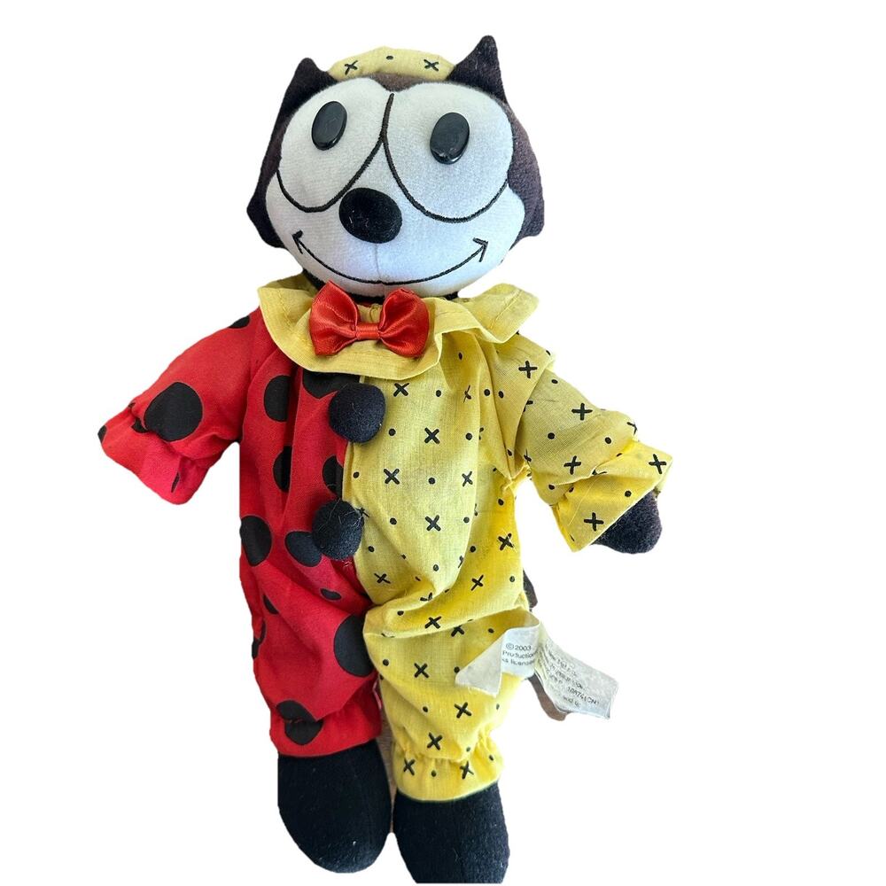 Vintage 2003 Felix The Cat Jester Clown Toy Factory Plush Stuffed Animal